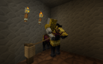 One of my friends in Minecraft. Both he and his horse wears golden armor.