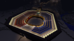A semi-circular arena built in Minecraft, modeled after Roman arenas.